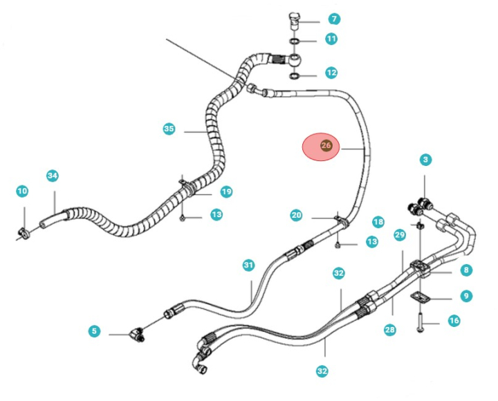 Tuyau Hydraulique, L=1090 5010876-01 dans le groupe  chez GPLSHOP (5010876-01)