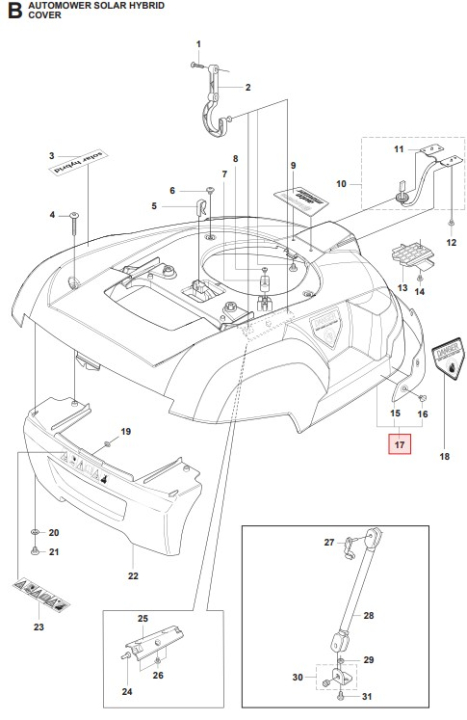 Kit Carrosserie Soalr Hybride 5100967-03 dans le groupe Pièces De Rechange Robots Tondeuse / Pièces détachées Husqvarna Automower® Solar Hybrid / Automower Solar Hybrid - 2014 chez GPLSHOP (5100967-03)