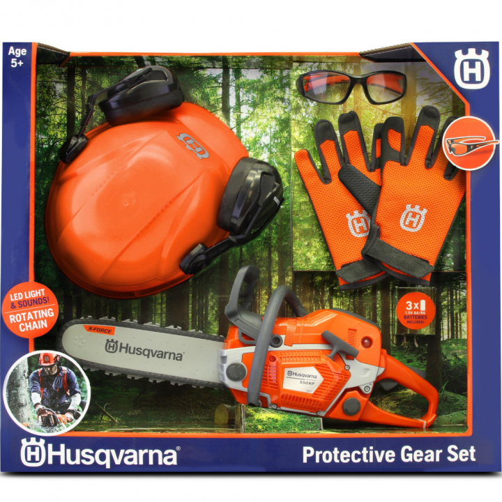 Tronçonneuse avec Gants et casque Husqvarna 550XP dans le groupe Produits Husqvarna pour la sylviculture et le jardinage / Husqvarna Jouets pour enfants chez GPLSHOP (5314239-01)