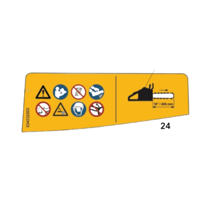 Étiquette d'avertissement 16 Barre 5342325-03 dans le groupe Pièces De Rechange / Pièces détachées Tronçonneuses / Pièces détachées Husqvarna 240i chez GPLSHOP (5342325-03)