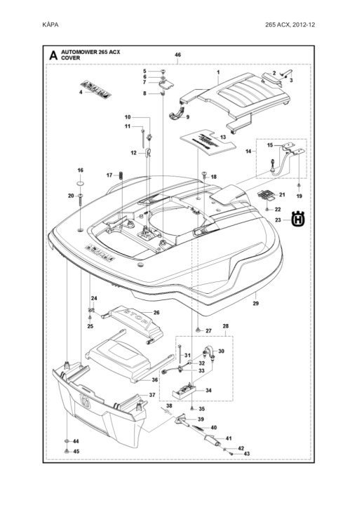 Carrosse complete Automower 265 ACX dans le groupe Pièces De Rechange Robots Tondeuse / Pièces détachées Husqvarna Automower® 265 ACX / Automower 265 ACX - 2015 chez GPLSHOP (5802926-02)