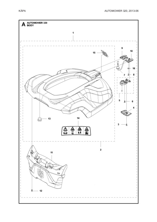 Carrosse system Kpl. AM 320 dans le groupe Pièces De Rechange Robots Tondeuse / Pièces détachées Husqvarna Automower® 320 / Automower 320 - 2014 chez GPLSHOP (5807663-02)