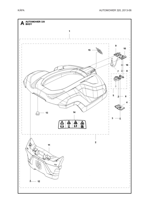 Carrosse system Kpl. AM 320 dans le groupe Pièces De Rechange Robots Tondeuse / Pièces détachées Husqvarna Automower® 320 / Automower 320 - 2014 chez GPLSHOP (5807663-02)