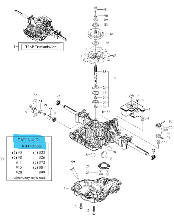 Kit d'étanchéité dans le groupe Pièces De Rechange / Pièces détachées Rider / Pièces détachées Husqvarna Rider 115B chez GPLSHOP (5821642-01)