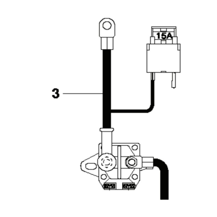 câble positif de la batterie dans le groupe Pièces De Rechange / Pièces détachées Jonsered Tondeuse autoportée / Pièces détachées Jonsered FR 2312 MA chez GPLSHOP (5862488-01)