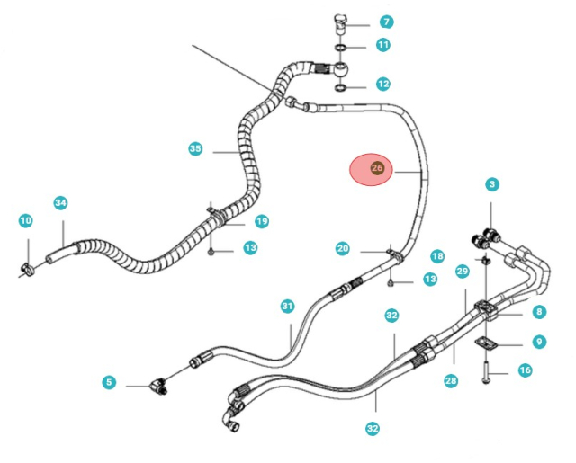 Tuyau Hydraulique, L=1090 5010876-01