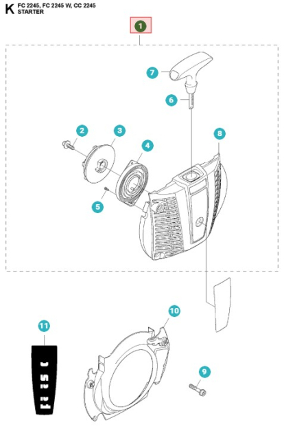 Démarreur Jonsered CC2245, FC2245