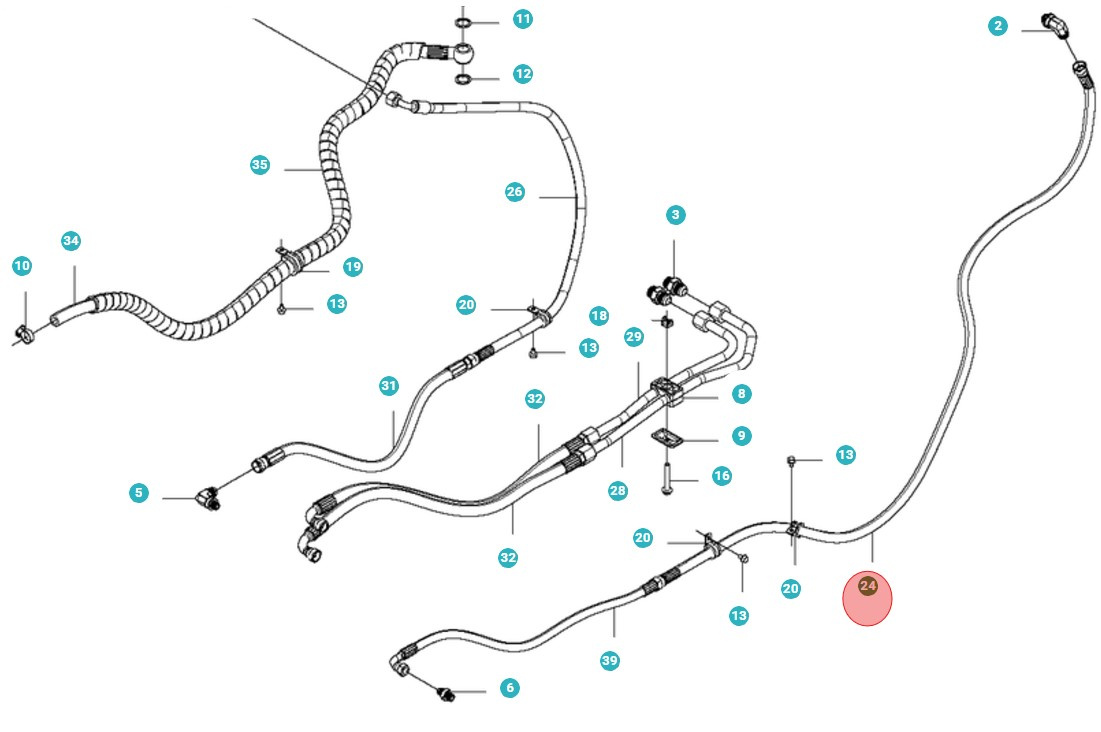 Tuyau Hydraulique, L=1460 5010873-01