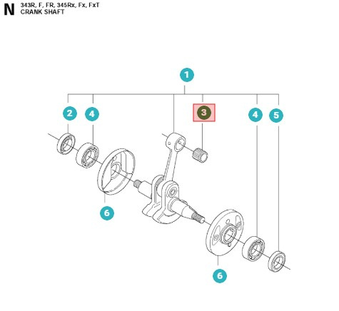 Roulement d'axe de piston Husqvarna 340, 345, 350 5014516-01