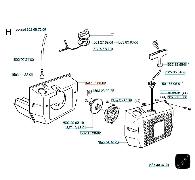 Réservoir de carburant Jonsered RS40, RS51, RS52
