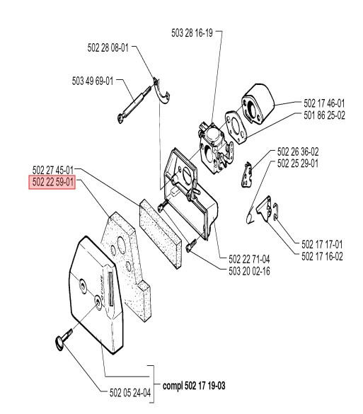 Filtre à air Husqvarna 250RX, 252RX