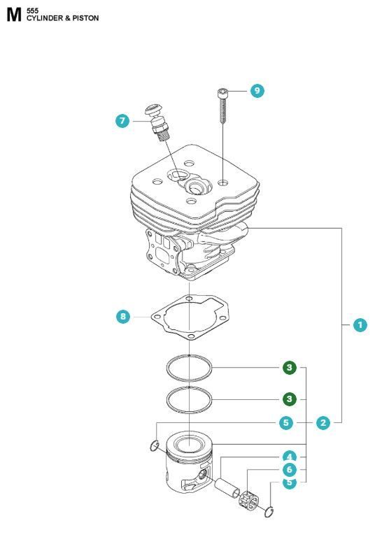 Segment de piston 45mm 355RX, 355FX, 555RX, 555FX, FC2255, FC2256