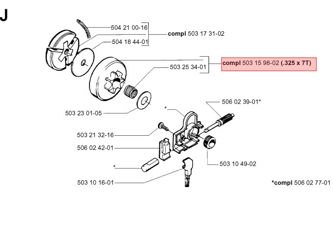Tambour d'embrayage .325 7T 40, 45, 49, Jonsered 2041-2050