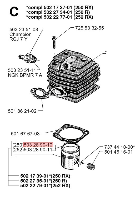 Segment De Piston 246, 250RX, 252RX, 340, 345, 351