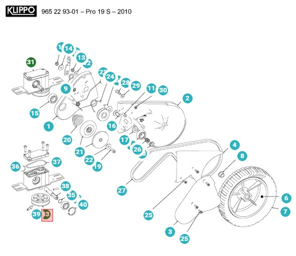 Poulie pour engrenage à vis sans fin en plastique