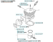 Cylindre Husqvarna 340E, 345E, 350 Cylindre Husqvarna 340E, 345E, 350