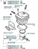 Cylindre Husqvarna 362XP, 371XP Cylindre Husqvarna 362XP, 371XP