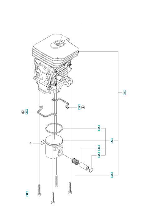 Cylindre Husqvarna 135, 140, 435, 440, Jonsered CS2240