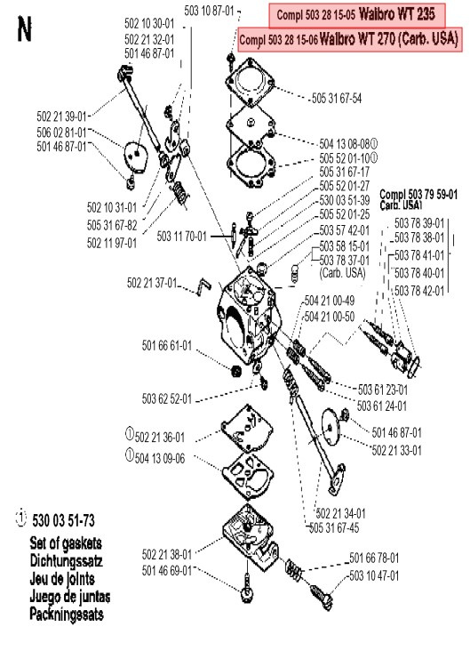 Carburateur 232R, 235FR, 235R, CC2036, GR2036
