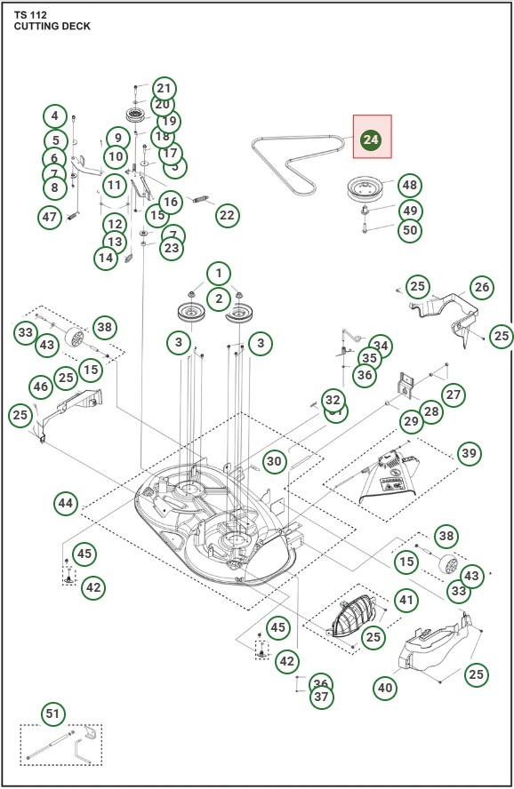 Courroie de plateau de coupe pour Husqvarna TS112, TS114