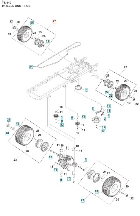 Kit de roues TS 112, TS 114, TC 215T, TC 220T, TS 112, TS 114, TS 215T, TS 217T