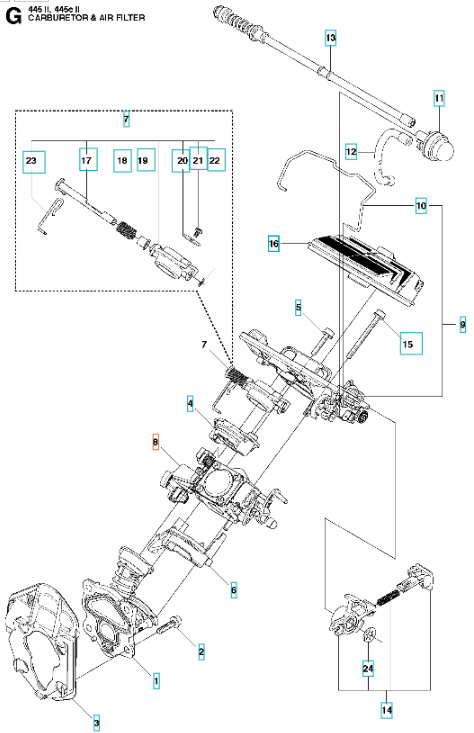 Carburateur Husqvarna 445, 450, CS2245, CS2250