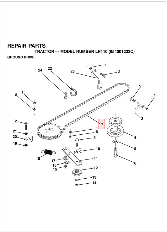 Courroie transmission (avancement) Husqvarna LR110, LR122