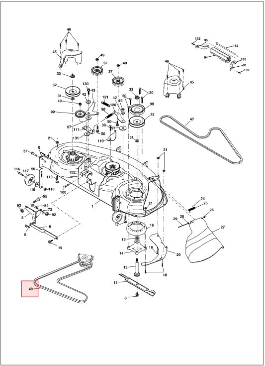 Courroie GTH250, GTH2548, YTH1848, YTH2048, YTH2148, YTH2248