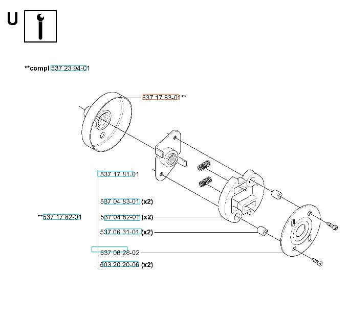 Tambour d'embrayage 240R, GR41, GR50, RS44