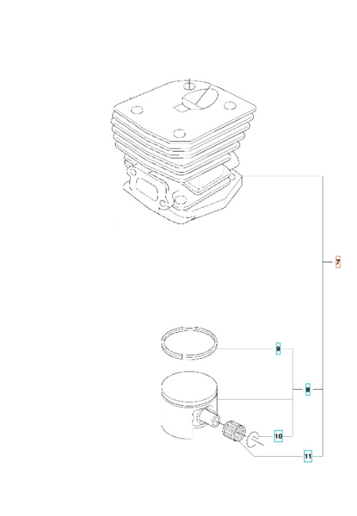 Cylindre Kpl Husqvarna 353, Jonsered CS2147, CS2152