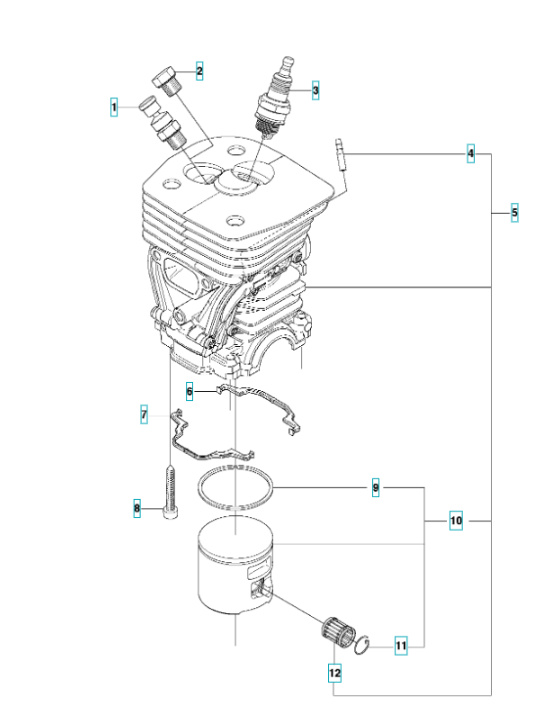 Cylindre Kpl Husqvarna 455 Rancher, Jonsered CS2255