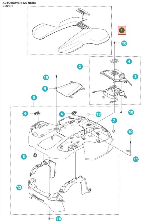 Capot supérieur Automower 320 Nera