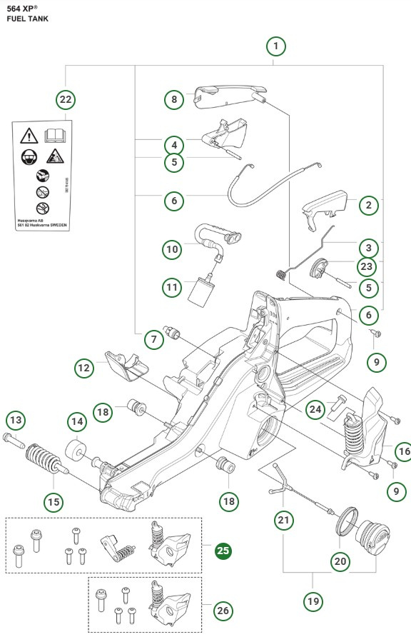 Isolateur de vibrations Husqvarna 564XP/G