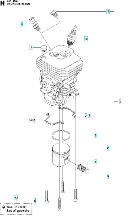 Cylindre Husqvarna 450, Jonsered CS2250S
