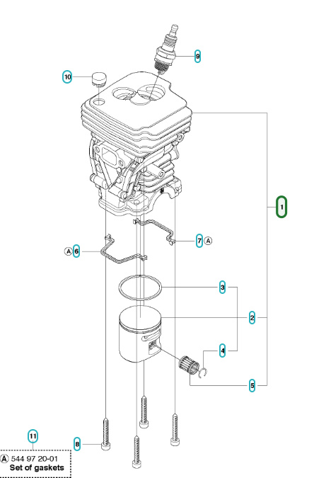 Cylindre Husqvarna 450, 450 Rancher, CS2250S