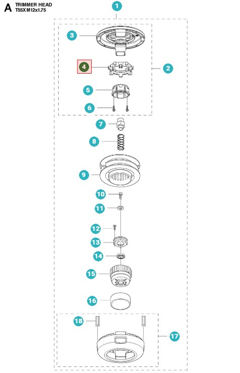 Moyeu tête de coupe T55