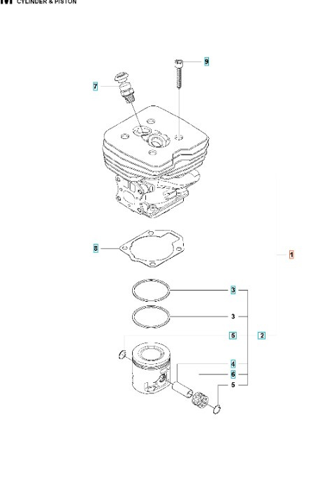 Cylindre Husqvarna 555FX, 555RXT, 355FX, 355RX