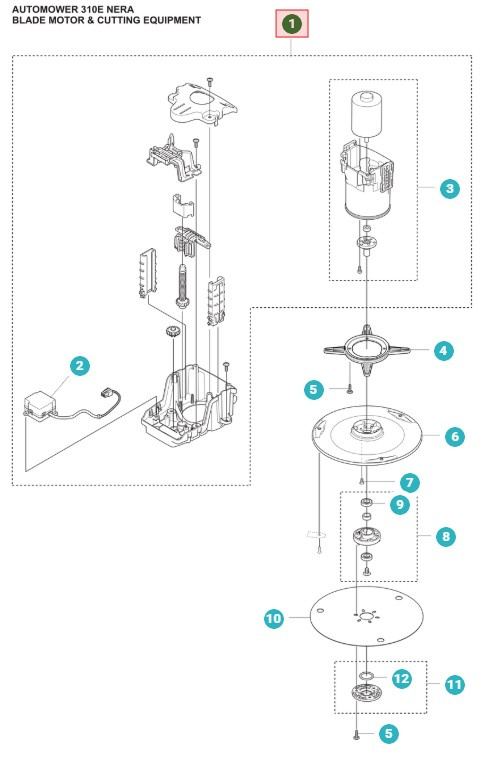 Moteur de coupe kpl 405X, 415X, 305E, 310E Nera, 405XE, 410XE Nera