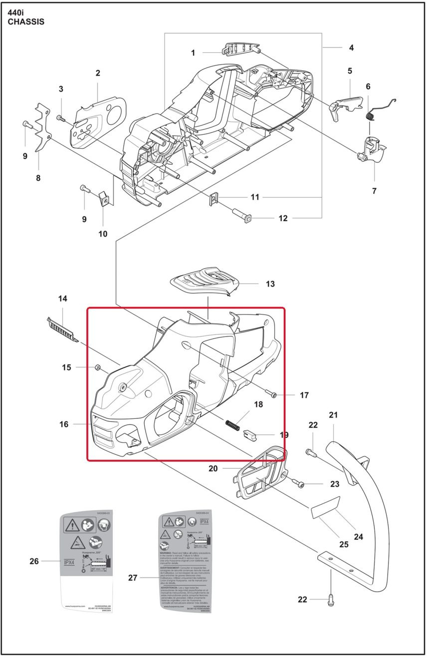 Côté gauche du châssis / côté volant moteur