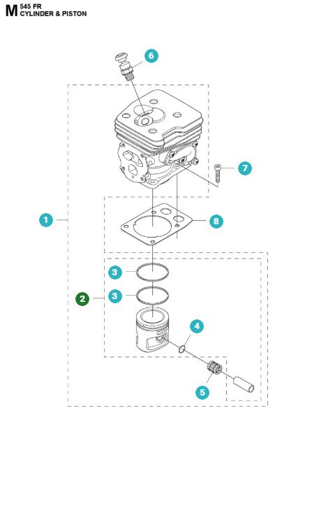 Piston 42mm Husqvarna 345FR, 545FR, 545FX, 545RX, FC/CC 2245