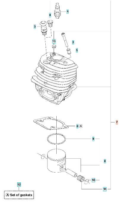 Cylindre-Piston Husqvarna 545(Gen 1), CS2252