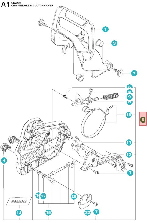 Couvercle d'embrayage Jonsered CS2252, CS2253, CS2258, CS2260