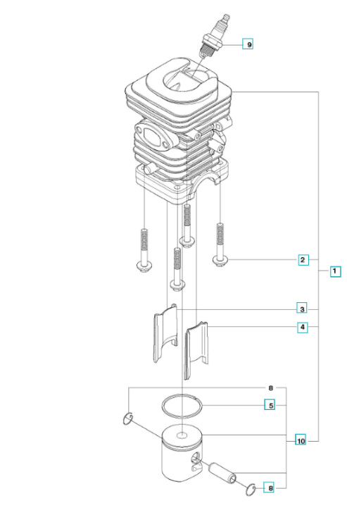 Cylindre, Kit Piston Husqvarna 120 Mark II, 236, 240