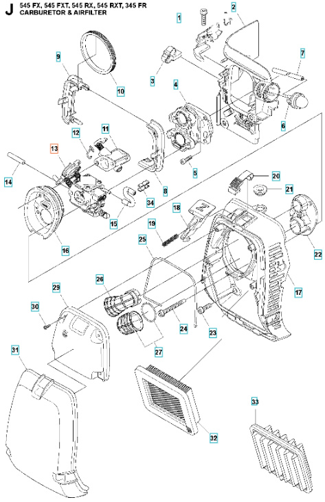 Carburateur 345FR, 545FR, 545FX, 545RX
