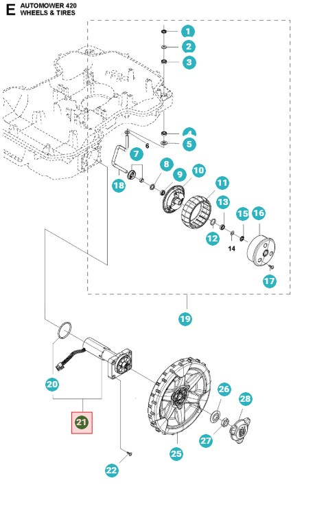 Moteur de roue 320, 330X, 420, 430X, 440, 450X