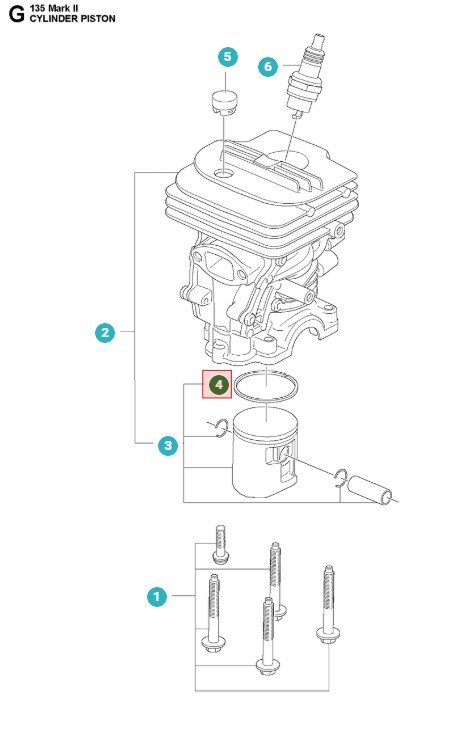 Segment De Piston 38cc Husqvarna 120, 130, 135, 236, 240