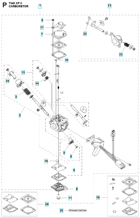 Carburateur, Jeu Husqvarna T540XP II