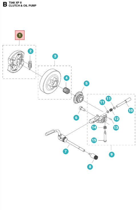 Embrayage Husqvarna T540XP, T540XP Mark II, 540XP Mark III