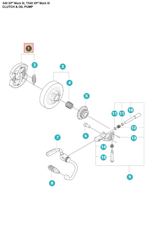 Embrayage Husqvarna T540XP, T540XP Mark II, 540XP Mark III