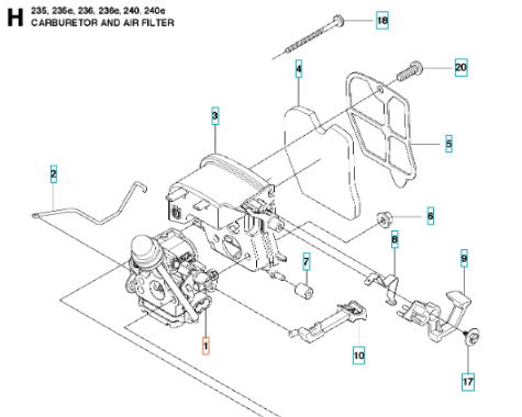 Carburateur Complet ZAMA, 120 Mark II, 235, 236, 240